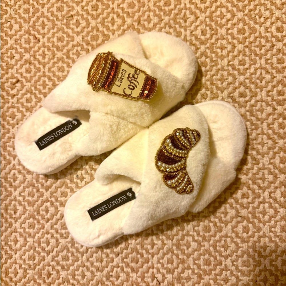 Laines London Coffee & Croissant slippers, M